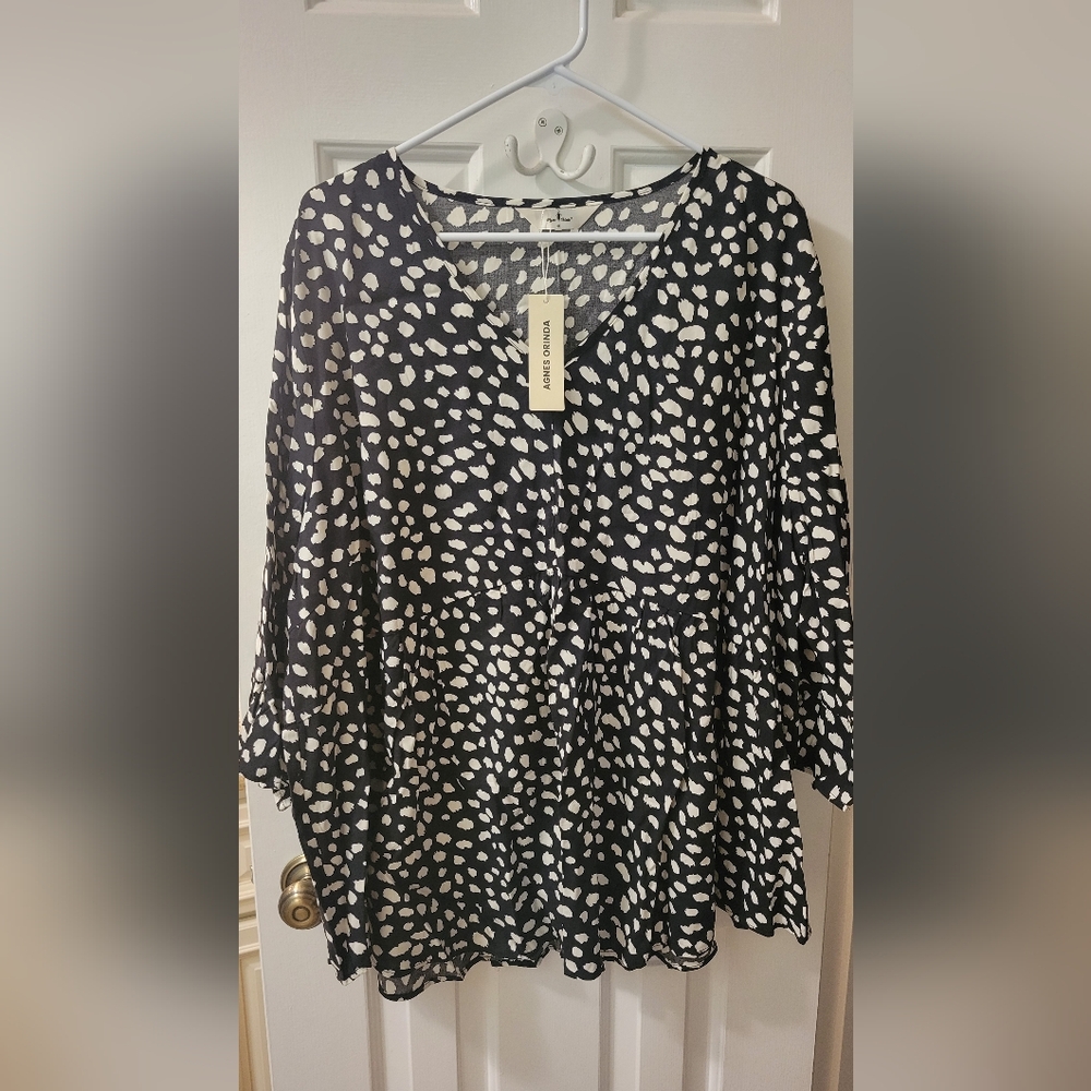 Black & White top, 3/4 sleeve